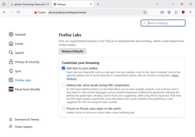 [Experimental] Firefox now supports Progressive Web Apps on Windows