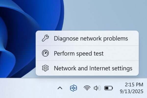 Windows 11 is getting a system tray shortcut to run a network speed test