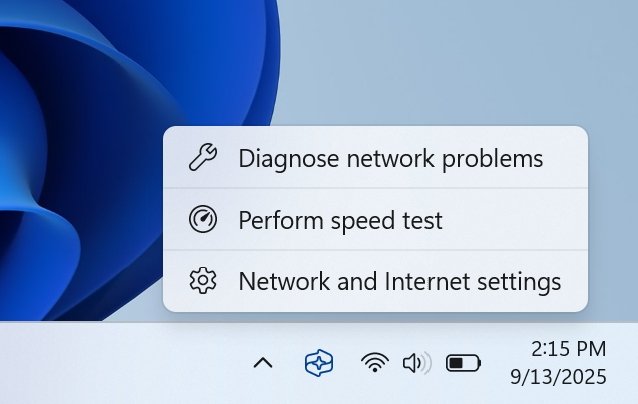 Windows 11 is getting a system tray shortcut to run a network speed test