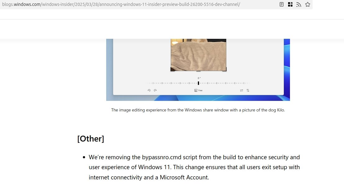 Microsoft is killing another workaround to set up Windows 11 without a Microsoft account