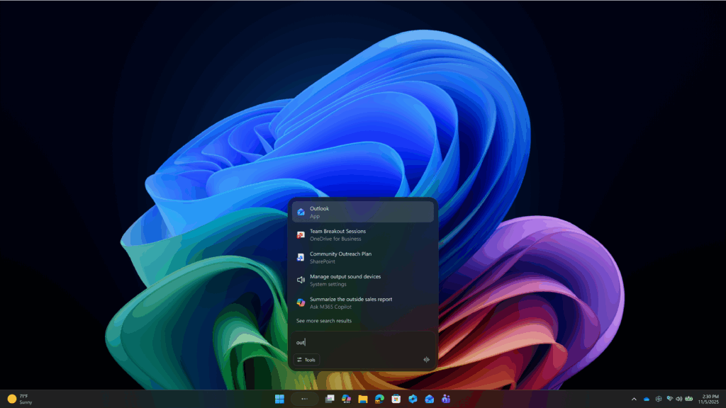 Windows 11 Insider build 26220.7523 adds Ask Copilot on the taskbar, Agent launchers, and Narrator controls