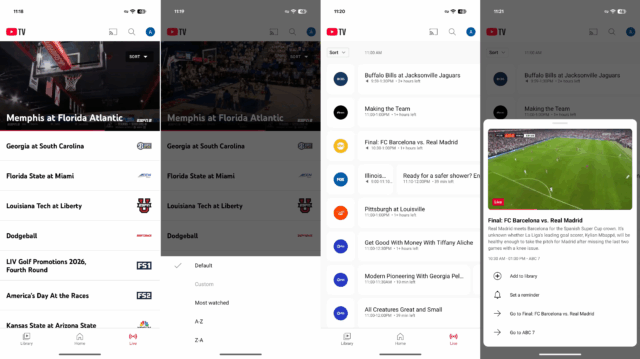 YouTube TV Updates Mobile Live Guide With Redesigned Interface on Android And iOS