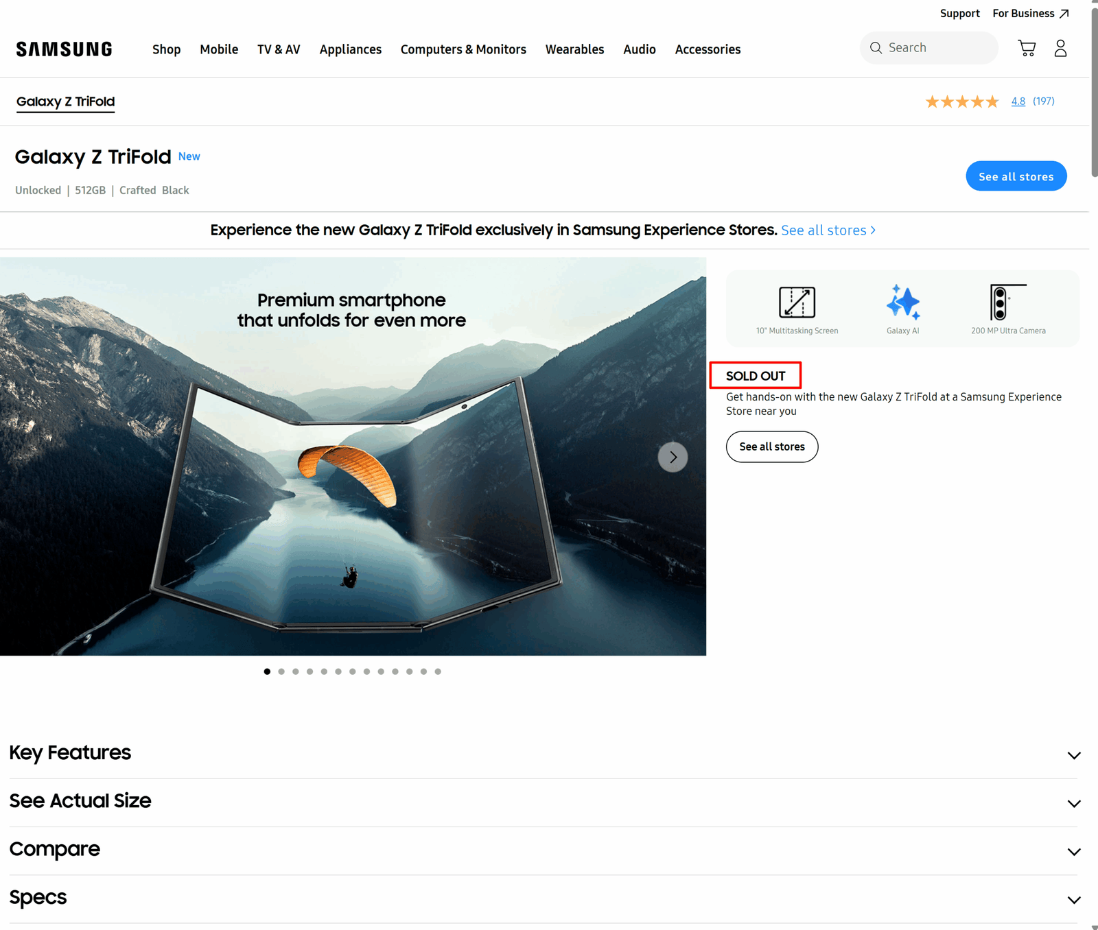 Samsung Discontinues Galaxy Z TriFold Sales In The United States