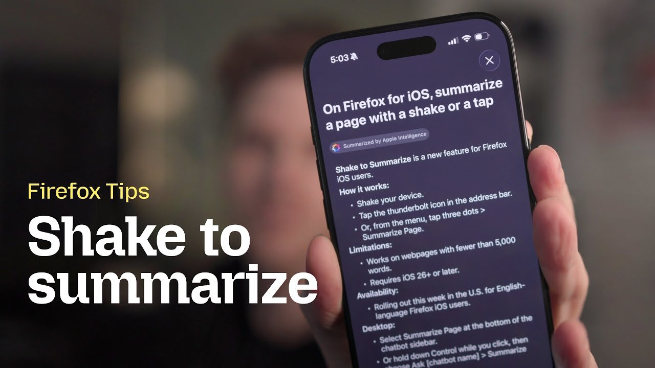 Firefox Adds Shake to Summarise AI Feature to iOS in the UK, With Android Support Planned