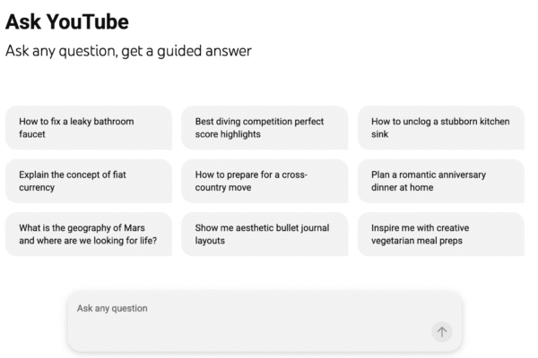 Google is testing AI chatbot search for YouTube