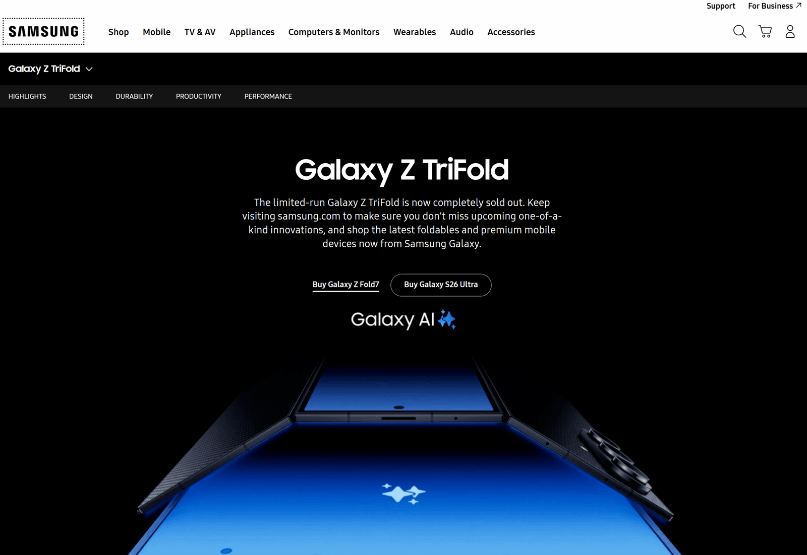 Samsung Galaxy Z TriFold Completely Sold Out After Limited Release And Final Restock
